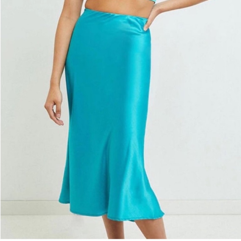 Blue satin skirt
